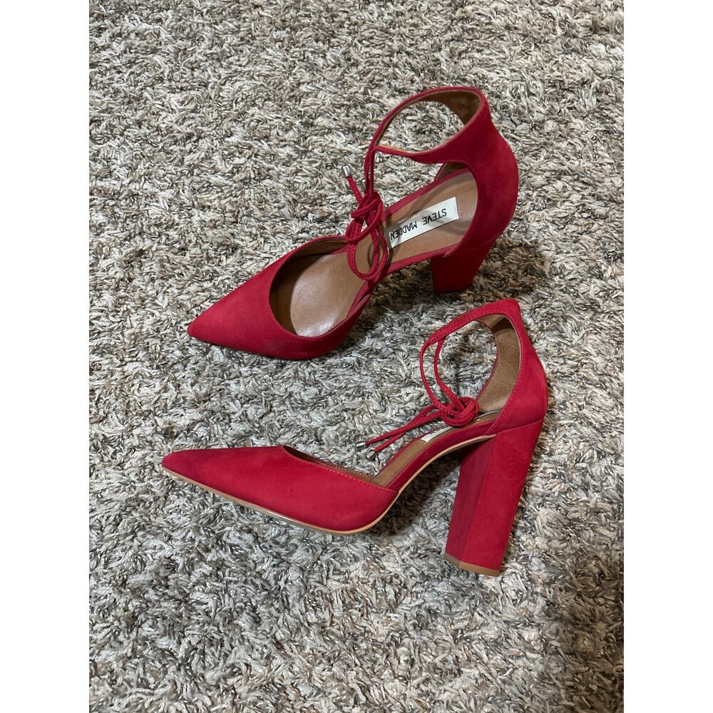 Steve Madden Pampered Pointed Toe Heels Tie Ankle Bow 8.5 - Picture 3 of 6